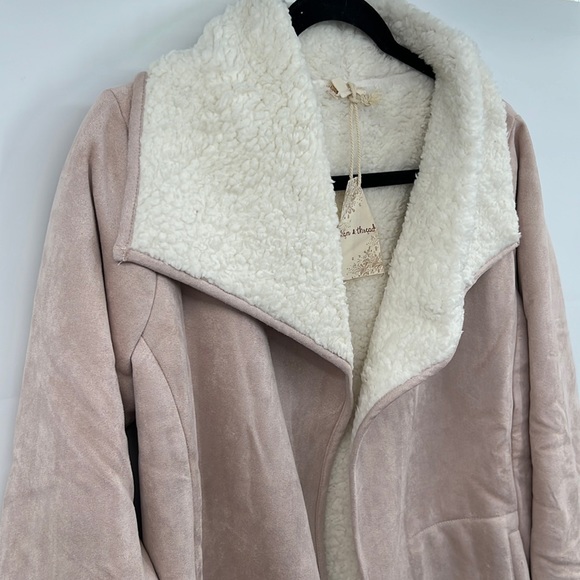 404. Sherpa Jacket Suede Outer Texture Rose Pink & Cream Restocked NWT - Picture 5 of 9